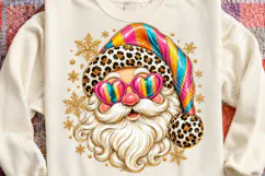 Leopard Santa Christmas Rainbow Hat & Heart Sunglasses Holid Product Image 4