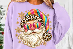 Leopard Santa Christmas Rainbow Hat & Heart Sunglasses Holid Product Image 5