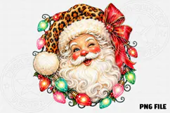 Leopard Santa Christmas Red Bow & Colorful Lights Holiday PN Product Image 2