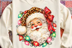 Leopard Santa Christmas Red Bow & Colorful Lights Holiday PN Product Image 4