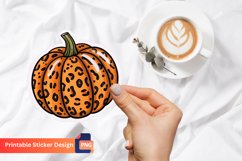 Leopard Skin Pumpkin Sticker, Fall Pumpkin Sticker Product Image 1