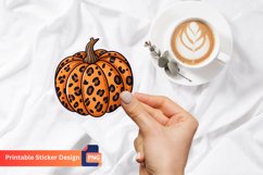 Leopard Skin Pumpkin Sticker, Fall Pumpkin Sticker Product Image 1