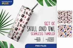 Leopard Print Skull and Owl Seamless 20 oz Tumbler Wrap Product Image 1