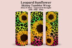 leopard sunflower pattern skinny tumbler sublimation design for 20oz and 30oz skinny tumbler sublimation wrap