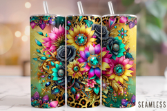 Floral Tumbler Wrap, Flowers Tumbler Wrap, Sunflower Tumbler Product Image 1