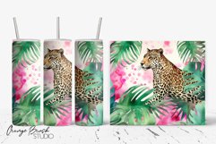 Leopard Tumbler Sublimation Tropical Tumbler Wrap PNG 