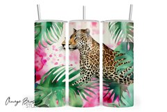 Leopard Tumbler Sublimation Tropical Tumbler Wrap PNG