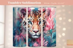 Leopard tumbler wrap  leopard sublimation tumbler Watercolor tumbler wrap tropical tumbler designs