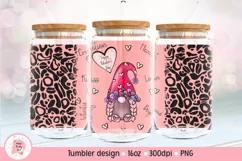 Tumbler Sublimation Valentine Gnome Bundle, 16 oz glass can wrap, libbey 16 oz template, can glass beer