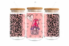 Tumbler Sublimation Valentine Gnome Bundle, 16 oz glass can wrap, libbey 16 oz template, can glass beer