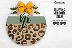 Leopard Welcome Sign Laser Cut Design | Round Sign Product Image 1