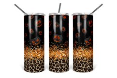 Pumpkins &amp; Leopard Print Halloween Tumbler Design Product Image 1