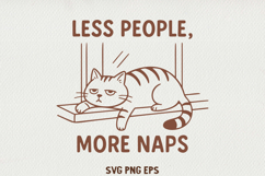Sarcastic Cat Illustration Funny Lazy Line Art Kitty SVG PNG Product Image 1
