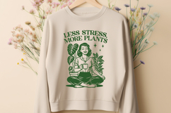 Less Stress More Plants SVG | Plant Lover Botanical Art PNG Product Image 2