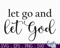 Christian Farmhouse Round Sign, Let Go And Let God Svg Product Image 2