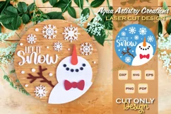 Let it Snow - Snowman with Snowflakes Laser Cut Round Sign Product Image 1