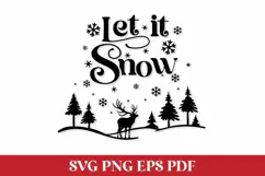 Let it Snow SVG Quote with Winter Scene Product Image 2