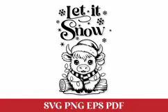 Let it Snow SVG Quote with Highland Cow Product Image 2