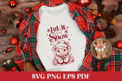 Let it Snow SVG Quote with Highland Cow Product Image 3
