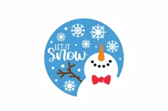 Let it Snow - Snowman with Snowflakes Laser Cut Round Sign Product Image 2