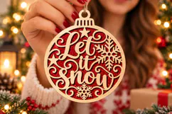 Let It Snow Bauble Laser Cut Wood File, Christmas SVG Product Image 1