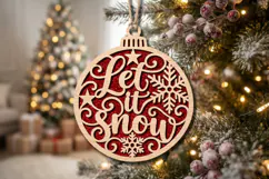 Let It Snow Bauble Laser Cut Wood File, Christmas SVG Product Image 2