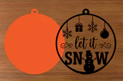 Let It Snow Christmas Ornament SVG,Snowman Holiday Bauble Product Image 2