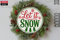 Let It Snow SVG | Christmas Round Sign SVG | Xmas SVG Product Image 2