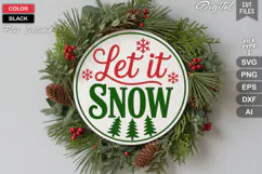 Let It Snow SVG | Christmas Round Sign SVG | Xmas SVG Product Image 2