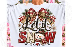 Let It Snow PNG | Rustic Buffalo Plaid Snowman Christmas Sub Product Image 1
