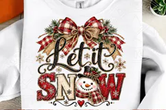 Let It Snow PNG | Rustic Buffalo Plaid Snowman Christmas Sub Product Image 2