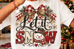 Let It Snow PNG | Rustic Buffalo Plaid Snowman Christmas Sub Product Image 3