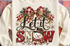 Let It Snow PNG | Rustic Buffalo Plaid Snowman Christmas Sub Product Image 4