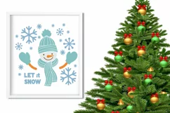 Snowman SVG Design with Snowflakes for T-shirts, Mugs, Pillows, Christmas Home Decor. This Winter Design is Compatible with Cricut and Silhouette Cutting Machines