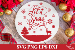 Let it Snow Round Christmas SVG Ornament Product Image 1