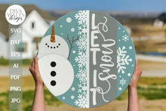Let It Snow SVG Winter Door Hanger SVG Snowman SVG Product Image 1