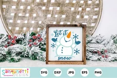 Let it snow snowman on a sign
