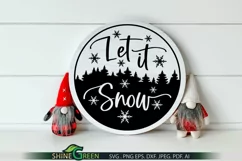 Let it snow svg christmas ornament round sign by shine green art