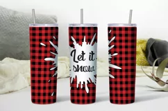 Christmas Buffalo Red Plaid, 20 Oz Tumbler Png, Let It Snow Product Image 1