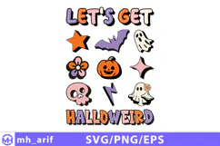Retro Let's Get Halloweird SVG Halloween PNG T-shirt Design Product Image 1