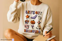 Retro Let's Get Halloweird SVG Halloween PNG T-shirt Design Product Image 3
