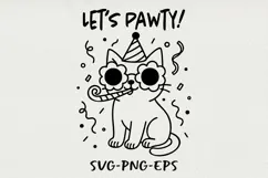 Hipster Cat Line Art Clipart, Funny Puns SVG | PNG | EPS Product Image 1