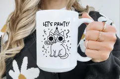 Hipster Cat Line Art Clipart, Funny Puns SVG | PNG | EPS Product Image 3