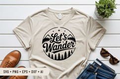 Let&#039;s Wander SVG File | Camping Round Sign SVG Product Image 3