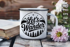 Let&#039;s Wander SVG File | Camping Round Sign SVG Product Image 4