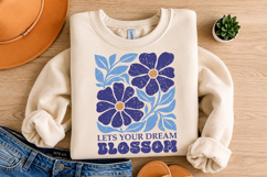 Let Your Dream Blossom PNG, Retro Floral Design Product Image 4