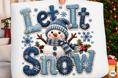 Let It Snow Png, Snowman Png, Faux Yarn Png Product Image 1
