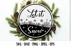 Let it snow SVG. Christmas quote round door sign Product Image 1