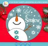 Let It Snow Snowman SVG Christmas Round Porch Sign svg Product Image 4