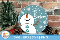 Let It Snow Snowman SVG Christmas Round Porch Sign svg Product Image 1